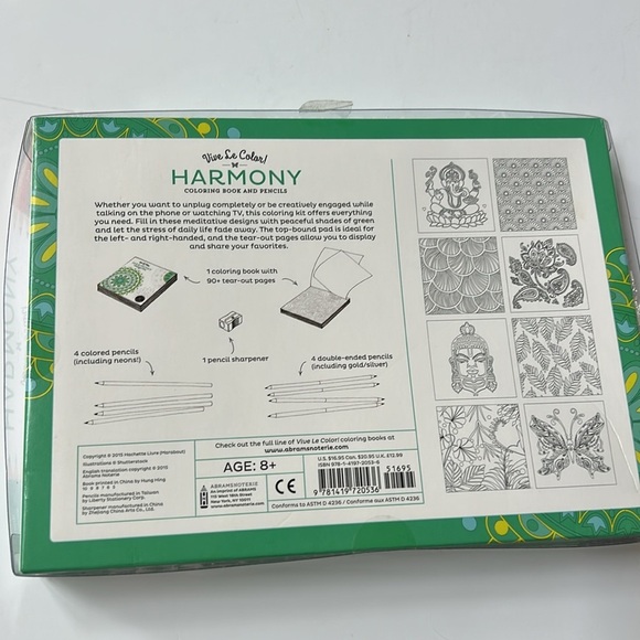 Vive Le Color: Harmony Adult Coloring Book & Pencils NEW - Picture 8 of 9